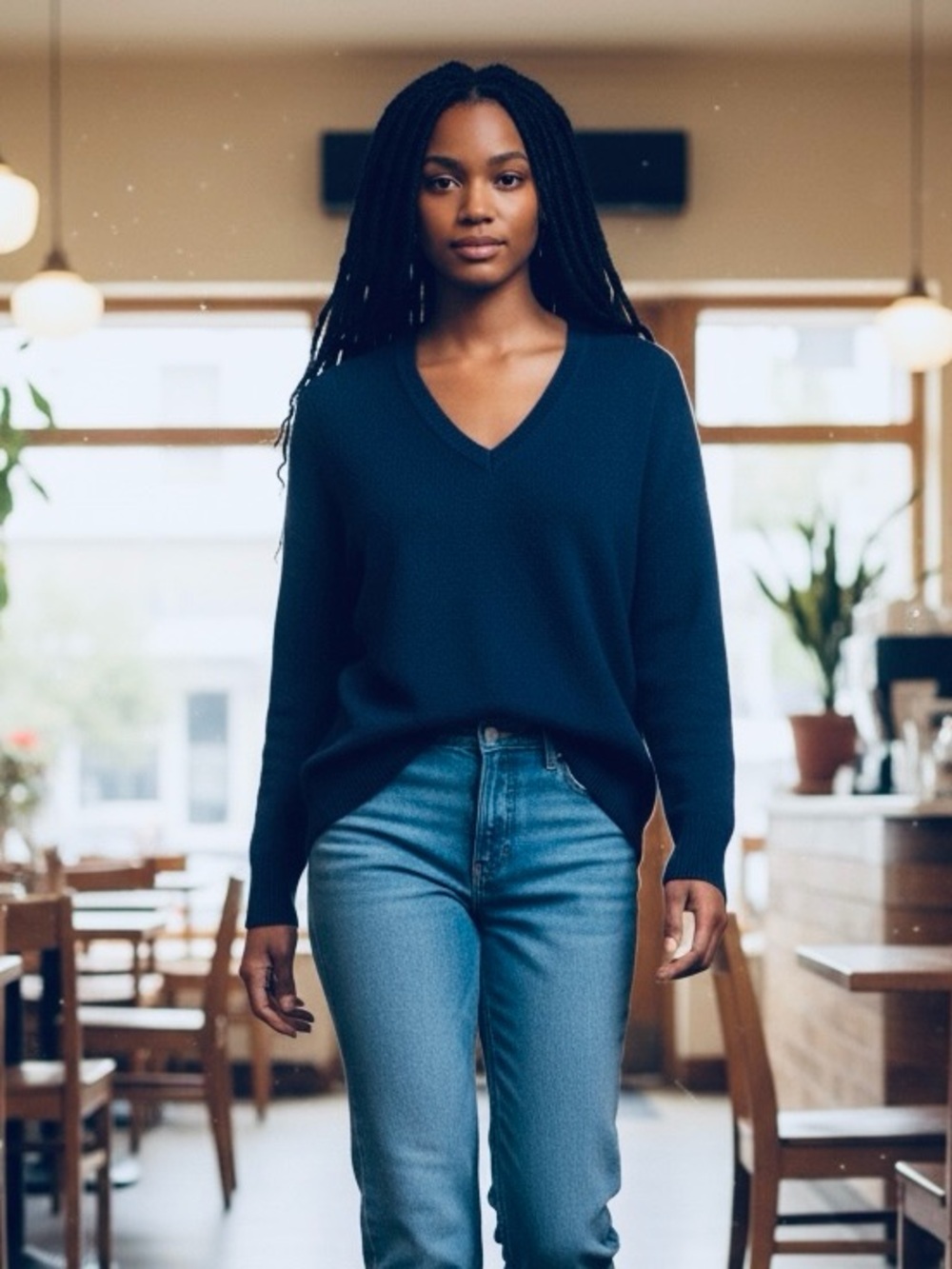 Charter Club Cashmere Navy V-Neck Pullover Sweater Size XL
